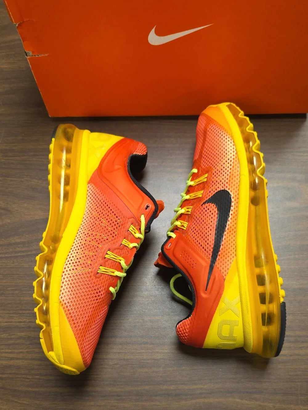 Nike Air Max+ 2013 Premium Orange Yellow 579954-807 Men's 8.5/Women's 10